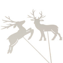 Lade das Bild in den Galerie-Viewer, 2er Set Gartenstecker Hirsch Metall Weiß