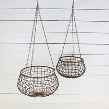 Lade das Bild in den Galerie-Viewer, 2er Set Hängekorb dunkelrost Metall
