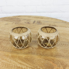 Lade das Bild in den Galerie-Viewer, 2er Set Windlicht mit Jute groß 11 cm