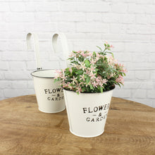 Lade das Bild in den Galerie-Viewer, 2er Set Hängetopf Zink weiß rund