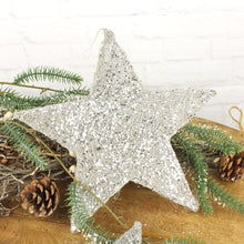 Lade das Bild in den Galerie-Viewer, 3er Set Sisalsterne Silber vers. Größen