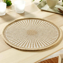 Lade das Bild in den Galerie-Viewer, 4er Set Platzset Jute Strahlen Beige Weiß 38 cm