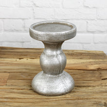 Lade das Bild in den Galerie-Viewer, Kerzenständer rund Silber aus Terracotta