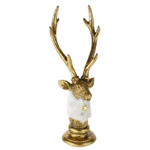 Lade das Bild in den Galerie-Viewer, Hirschbüste Gold mit Fell 23 cm