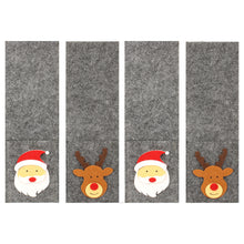 Lade das Bild in den Galerie-Viewer, Bestecktasche Filz grau - Rentier & Santa Set mit 4