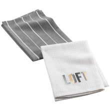 Lade das Bild in den Galerie-Viewer, Küchentücher, 2-Set, 1x Weiß Waffelstrucktur, 1x Grau/Weiß