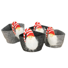 Lade das Bild in den Galerie-Viewer, 4er Set Geschenkkorb Filz Nikolaus Hellgrau
