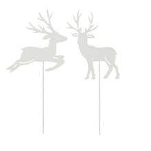 Lade das Bild in den Galerie-Viewer, 2er Set Gartenstecker Hirsch Metall Weiß