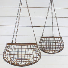 Lade das Bild in den Galerie-Viewer, 2er Set Hängekorb dunkelrost Metall