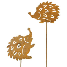 Lade das Bild in den Galerie-Viewer, 2er Set Gartenstecker Igel Rost