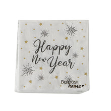 Lade das Bild in den Galerie-Viewer, 2er Set Cocktailserviette Happy New Year weiß schwarz
