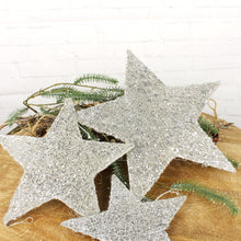 Lade das Bild in den Galerie-Viewer, 3er Set Sisalsterne Silber vers. Größen