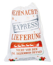 Lade das Bild in den Galerie-Viewer, 2er Set Geschenkbeutel mit Zugband weiß Weihnachtsexpress