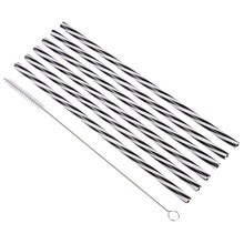 Lade das Bild in den Galerie-Viewer, 18er Set Strohhalme Schwarz Weiß Kunststoff