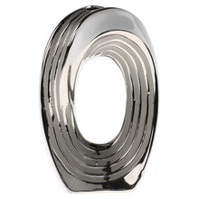 Lade das Bild in den Galerie-Viewer, Vase Weiß Silber oval