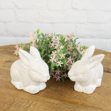 Lade das Bild in den Galerie-Viewer, 2er Set Keramikhase Creme sitzend