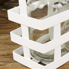 Lade das Bild in den Galerie-Viewer, 3 Vasen im Metallkorb Weiß