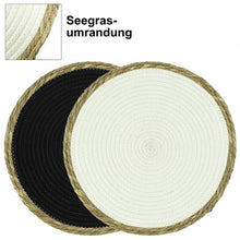 Lade das Bild in den Galerie-Viewer, 2er Set Platzmatten rund mit Seegrasumrandung