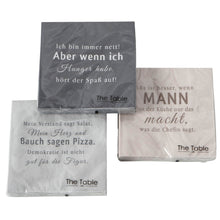 Lade das Bild in den Galerie-Viewer, 3er Set Servietten mit Text, Hellgrau,Dunklgrau, beige