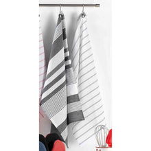 Lade das Bild in den Galerie-Viewer, Küchenhandtuch & Geschirrtuch , 2-Set, Grau/Weiß gestreift