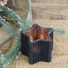 Lade das Bild in den Galerie-Viewer, Teelichthalter Stern Glas schwarz bronze glitzernd