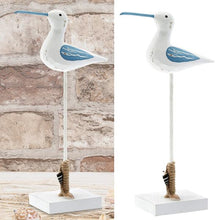 Lade das Bild in den Galerie-Viewer, Dekomöwe auf Holzfuß Weiß Blau