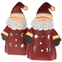 Lade das Bild in den Galerie-Viewer, 2er Set Teelichthalter Weihnachtsmann Rot - Weiß