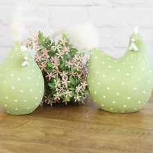 Lade das Bild in den Galerie-Viewer, 2er Set Dekohuhn Keramik Grün