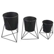 Lade das Bild in den Galerie-Viewer, Blumentopf, schwarz,Metall, 3-er Set