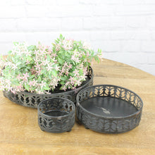 Lade das Bild in den Galerie-Viewer, 3er Set Dekotablett Metall Dunkelrost