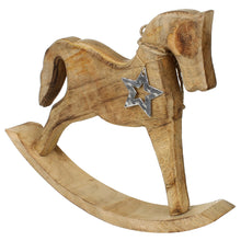 Lade das Bild in den Galerie-Viewer, Schaukelpferd Holz mit Stern silber