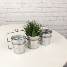 Lade das Bild in den Galerie-Viewer, 3er Set Blumentopf zum hängen Zink Silber