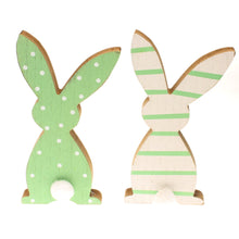Lade das Bild in den Galerie-Viewer, 2er Set Deko Osterhase Weiß Grün