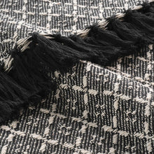 Lade das Bild in den Galerie-Viewer, Decke mit Fransen Schwarz Beige