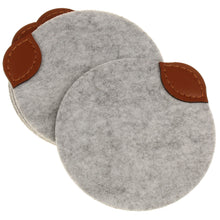 Lade das Bild in den Galerie-Viewer, Glas Untersetzer Filz mit Leder 4Stk. Grau