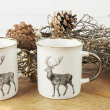 Lade das Bild in den Galerie-Viewer, Tasse Porzellan Hirsch Weiß Braun