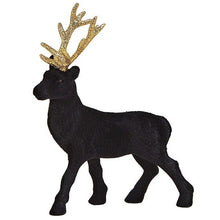 Lade das Bild in den Galerie-Viewer, Hirsch schwarz gold glitzer 21 cm