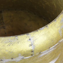 Lade das Bild in den Galerie-Viewer, Pflanztopf 3-Set Metall, rund, golg gebürstet auf Metallfüßen