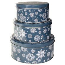 Lade das Bild in den Galerie-Viewer, 3er Set Gebäckdose Metall Merry Christmas Blau