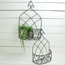 Lade das Bild in den Galerie-Viewer, Wandkorb 2er Set Dunkelrostfarben hoch