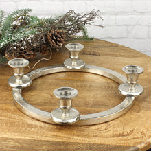 Lade das Bild in den Galerie-Viewer, Kerzenkranz Adventskranz Silber Alu
