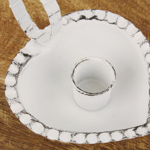 Lade das Bild in den Galerie-Viewer, 2er Set Kerzenhalter Herz Shabby Chic Weiß