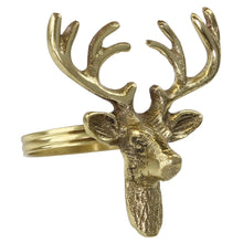 Lade das Bild in den Galerie-Viewer, 4er Set Serviettenringe Hirsch Messing / gold