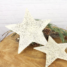 Lade das Bild in den Galerie-Viewer, 2er Set Sisalsterne Silber 30 cm 40 cm