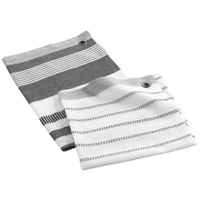 Lade das Bild in den Galerie-Viewer, Küchenhandtuch & Geschirrtuch , 2-Set, Grau/Weiß gestreift