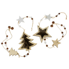 Lade das Bild in den Galerie-Viewer, 2er Set Weihnachtsgirlande Holz & Fell Stern Baum
