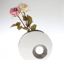 Lade das Bild in den Galerie-Viewer, Vase Weiß Silber rund