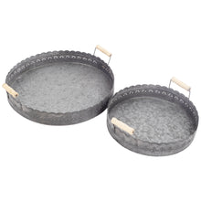 Lade das Bild in den Galerie-Viewer, 2er Set Dekotabletts Grau Blech