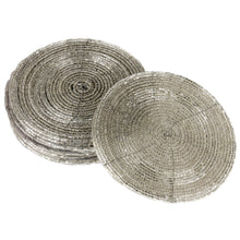 Lade das Bild in den Galerie-Viewer, 6er Set Glasuntersetzer rund Perlenbestickt