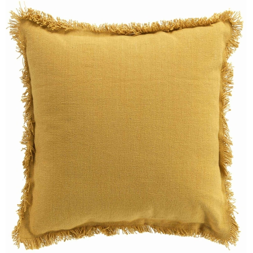 Kissen 45x45 gelb mit Fransen und Inlett – Macosa Home